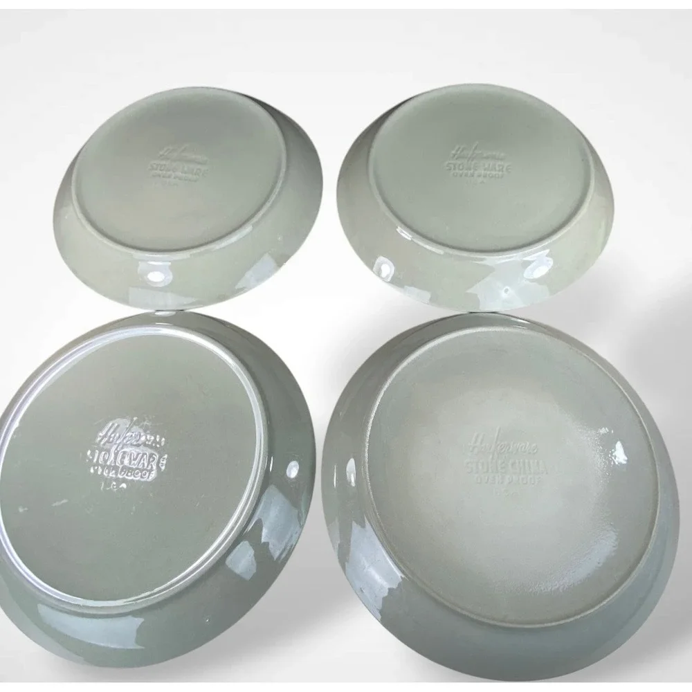 Harkerware Blue‎ Mist Dinner Plates Set 4 Speckled MCM Robin Egg Blue 1950s MCM